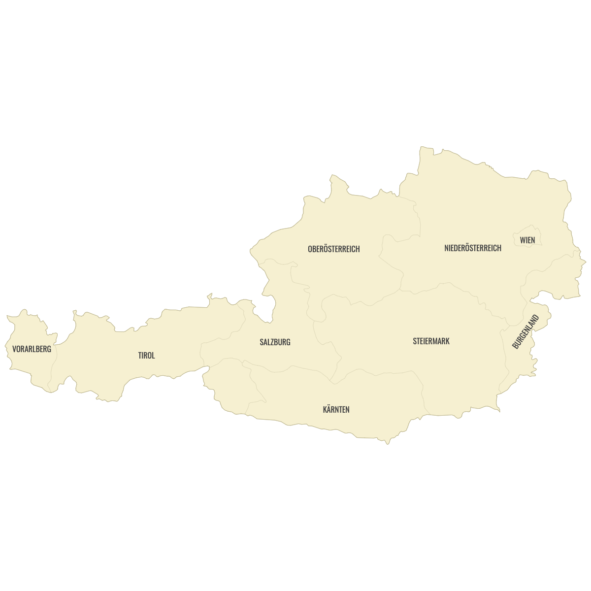 Blank Map of Austria States With Labels