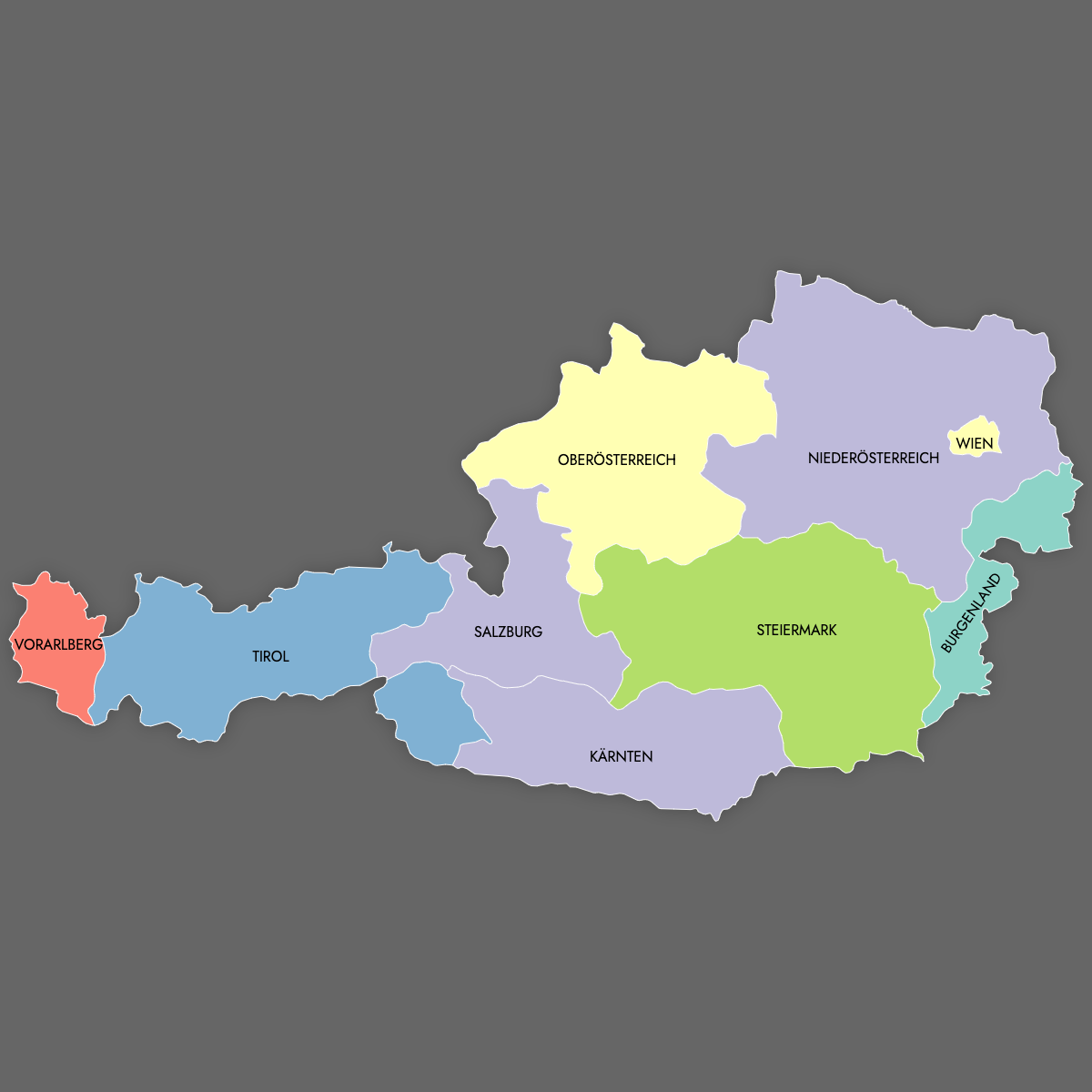 Custom Map of Austria States With Labels