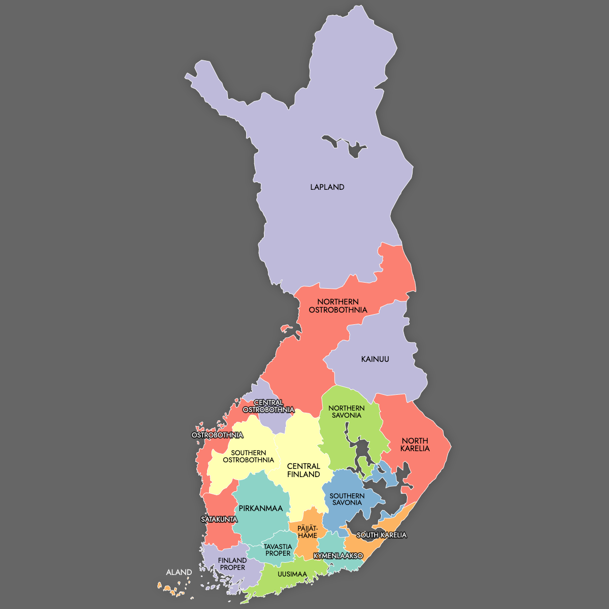 Custom Map of Finland Regions With Labels