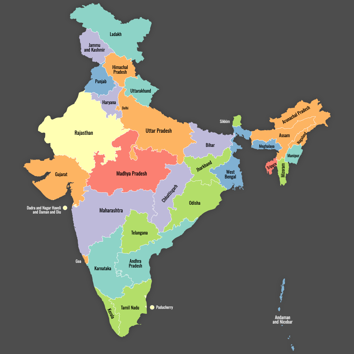 Custom Map of India With Labels