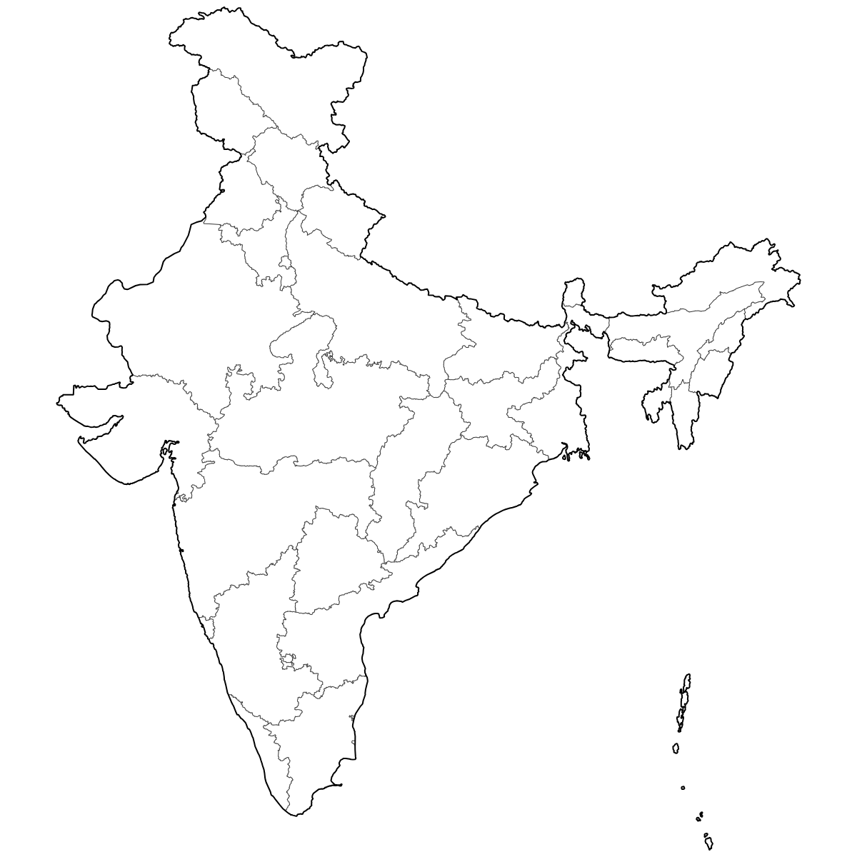 Outlined Map of India