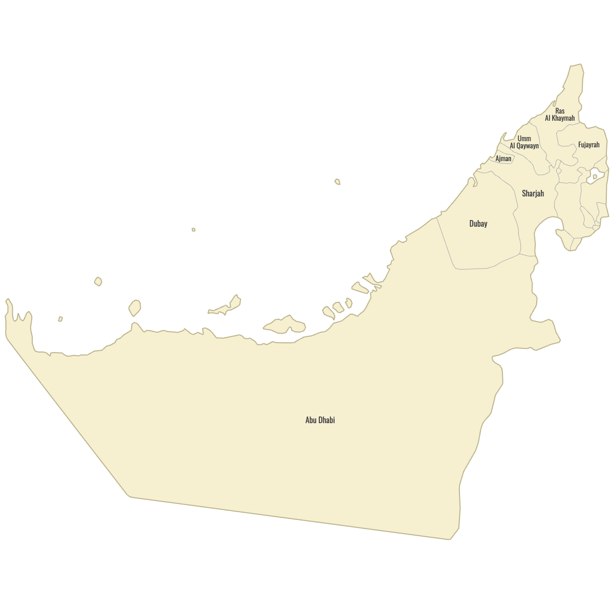 Blank Map of United Arab Emirates with Labels