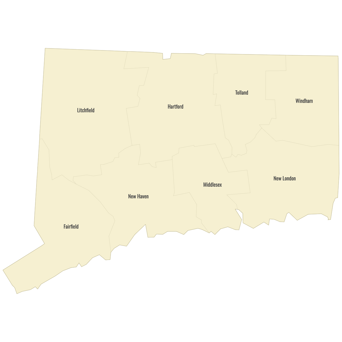 Blank Map of Connecticut Counties With Labels