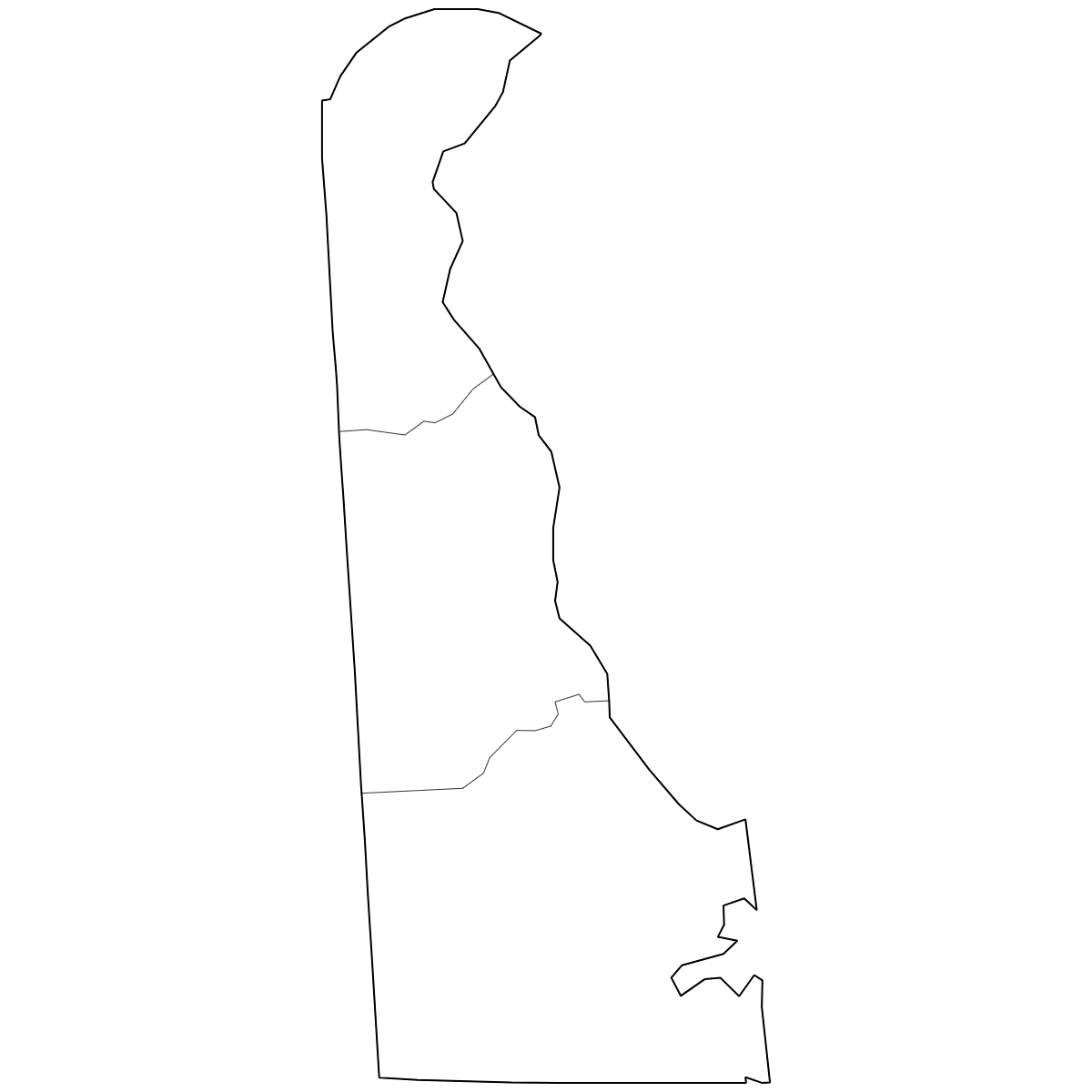 Outlined Map of Delaware Counties