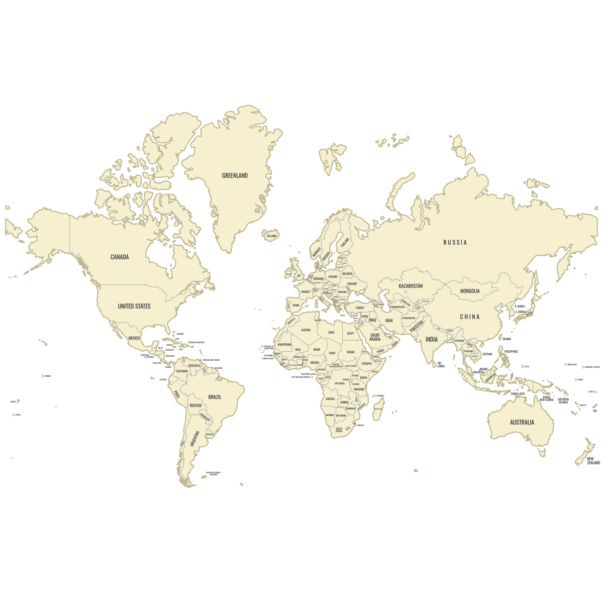 Blank Map of the World with Labels